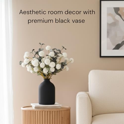 Large Black Vase for Flowers Decor Living Room - 8.6in Tall, Matte Black Arlo Vase for Dining Coffee Table Centerpieces, Wabi Sabi Decor, Big Decorative Modern - color: Black
