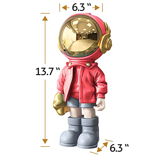 EZ4ENCE Astronaut Statues Spaceman Sculpture Modern Arts Bright Red Figurine Ornament Room Decor for Men,Home and Crafts Desktop Accessories Tabletop Decoration, Living Room, Office, Bookshelf… - color: Red, size: Large