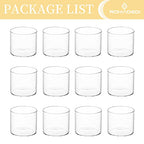 Romadedi Clear Tealight Candle Holder - Glass Votive Table Bulk Small Wedding Decor Centerpiece Floating Tea Lights for Christmas Party Birthday Home Pack of 12 - size: 2x2.2inch