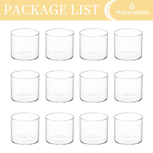 Romadedi Clear Tealight Candle Holder - Glass Votive Table Bulk Small Wedding Decor Centerpiece Floating Tea Lights for Christmas Party Birthday Home Pack of 12 - size: 2x2.2inch