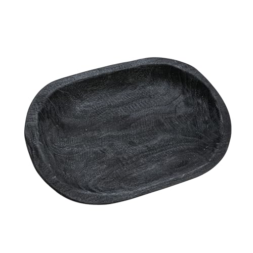 Bloomingville Hand-Carved Paulownia Wood Bowl, Black - color: Black