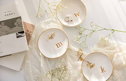 COLLECTIVE HOME - Ceramic Jewelry Tray, Decorative Trinket Dish for Rings Earrings Necklaces Bracelet Watch Keys, Birthday Mother's Day Christmas Gift for Women, 4.75", Glossy (e) - color: E