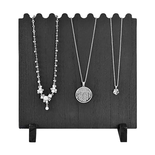 MOOCA Wooden Plank Necklace Jewelry Display Stand for 8 Necklaces, Jewelry Display Holder, Wood Plank Storage Holder, Jewelry Stand, Black Color - color: Black