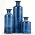 Mowtanco Blue Ceramic Vase Set of 3 Small Vases, Modern Farmhouse for Home Decor Bottles, Rustic Terracotta Vase Decorative Vases for Table,Fireplaces Decor, Bookshelf, Living Room