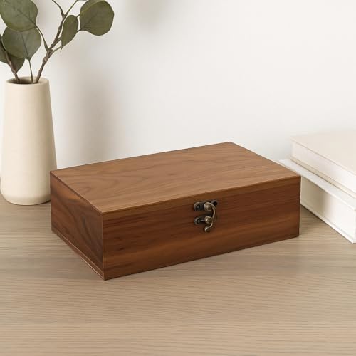 Walnut Wood Storage Box – Handcrafted Organizer for Jewelry, Watches, Keepsakes– 11"x7"x3.1" Multipurpose Storage Box - color: Walnut Box-DPFH-28*18CM