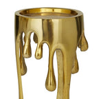 CosmoLiving by Cosmopolitan Aluminum Metal Abstract Decorative Candle Holder Melting Drip Candle Stand, Set of 3 Candlestick Holder 12", 10", 8"H, Gold - color: Gold