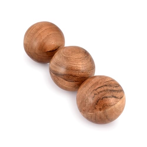 NIRMAN Decorative Acacia Wood Round Balls Set of 3 for Christmas Decorative Bowls Table Centerpiece | Coffee Table and House Décor (Set of 3), (3" x 3" x 3")