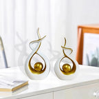 Fenteer 2X Abstract Art Statue Decorative Shelf Decorations Ornament Modern Home Decor Accents for TV Cabinet Office Mantelpiece Gift, Gold
