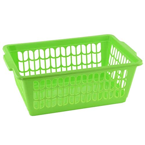 YBM HOME Plastic Perforated Storage Basket Bin Office Drawer, Shelf Desktop Countertop Tray Organizer 32-1188 (1, Green) - color: Green, size: Pack of 1