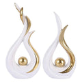 2PCS White and Gold Abstract Ceramic Sculptures – Modern Home Decor Accents and Centerpieces for Coffee Table, Shelf, Dining Room, Kitchen, Tv Stand, Entryway Or Desktop Display