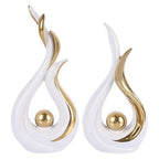 2PCS White and Gold Abstract Ceramic Sculptures – Modern Home Decor Accents and Centerpieces for Coffee Table, Shelf, Dining Room, Kitchen, Tv Stand, Entryway Or Desktop Display