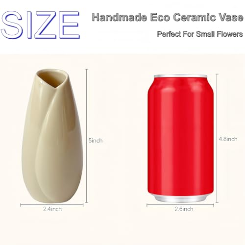 Simple Vase for Flowers Plants, Small Cute Flower Vase for Modern Table Shelf Home Decor Wedding Boho Decor, Farmhouse (1pc-HBP-Brown) - color: 1pc-hbp-brown