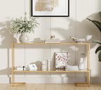 Cozy Castle 52" Entryway Table, 2-Tier Narrow Console Table with Tempered Glass & Sturdy Metal Frame, Modern Sofa Table with Storage Shelves for Entryway, Hallway, Foyer, Living Room, Gold - color: Gold Metal Frame