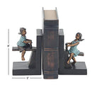 Deco 79 Polystone People Bookends with Swing Set, Set of 2 5"W, 8"H, Brown