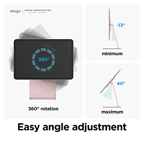 elago Premium iPad Magnetic Stand Designed for iPad Pro 12.9"(5th,4th Gen), 11"(3rd,2nd Gen), Air 10.9"(5th,4th Gen), Mini 8.3"(6th Gen, A17 Pro), 10.9"(10th Gen) [Sand Pink] - color: Sand Pink