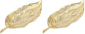 Godinger Leaf Tray, Serving Tray, Serving Platter Centerpiece Décor and Serveware - Gold (Pack of 2) - size: 7.8" x 4.5" x 0.5" (Pack of 2)
