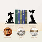 Decorative Dog Bookends for Home and Office Decor - Cartoon Metal Book Ends with Canine Design, Non-Slip Base for Securely Holding Books, Magazines, and Decorative Accents on Shelves and Desks