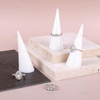 AUEAR, 6 Pack Cone Shape Acrylic for Jewelry Showcase Display Stand (Clear & Black White) - color: Clear & Black & White, size: 6 Pack