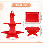 Zopeal 7 Pcs Dessert Table Display Set 3-Tier Cupcake Stand 1-Tier Cup Cake Display Tower Platters and Serving Trays Cardboard Cake Cookie Holders for Wedding Birthday Party Baby Shower(Red) - color: Red