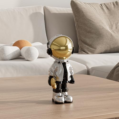 EZ4ENCE Small Figurine Statue Astronaut Sculpture Decor,Sculpture for Home Decor,Arts Silver Shelf Decoration,Cool Metal Mask Table Decor,Mini Ornament - color: Silver, size: Medium