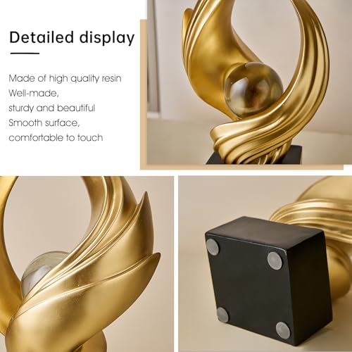 FJS Modern Gold Statue Living Room Decor, Resin Shelf Decor Accents, Abstract Art Sculptures Decorations for Bookshelf Dining Room Office Coffee Table TV Stand - color: A-gold