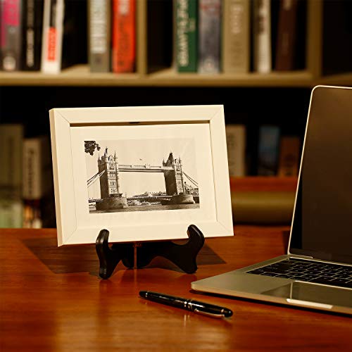 Tatuo 2 Packs Wooden Plate Stands for Display, Plate Holder Display Stand, Picture Frame Stand Easels, Tabletop Art Holder, Book Dish Decorative(10 Inch,Black) - size: 10 Inch