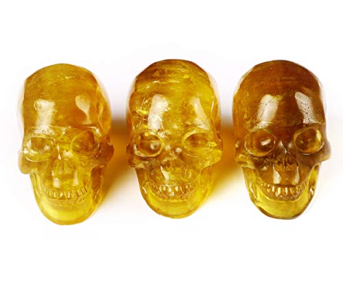 Skullis 2.0" Orange Fluorite Crystal Skull, Hand Carved Gemstone Fine Art Sculpture, Reiki Healing Stone Statue. z8