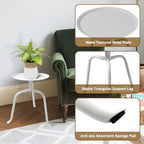Plant Stand Indoor Outdoor, 11'' Round Black Mid Century Single Plant Table, 3-Leg Small Metal Plant Holders Flower Pot Stand, Modern Round Small Side End Table with Raised Design (White) - color: White