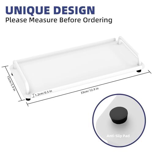 Gypie 2 Pack Bathroom Vanity Tray, Toilet Tank Tray with Handle, Bathroom Trays for Counter, Toilet Tank, Kitchen (White) - color: White 2 Unit