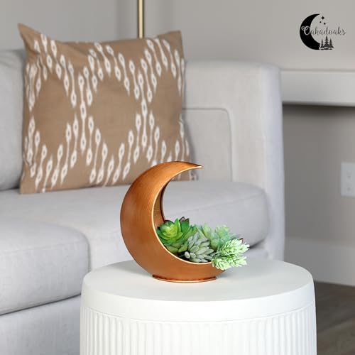 Table Planter - Desk Moon Planter – Candle Holder - Boho Planters for Indoor Plants, Succulents, Air Plant, Cactus, Faux, Artificial Plants -Witchy Gifts for Women, Birthdays, Plant Lovers - color: Gold