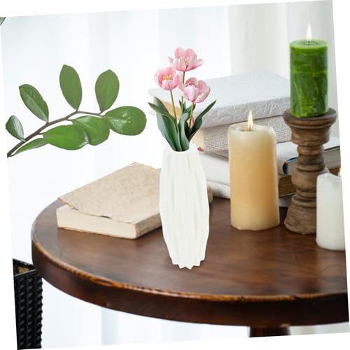 Wakauto Modern Nordic Style White Vase Creative Simplicity Flower Container Decorative Minimalist Home Desktop Ornament for Bouquets and Greenery