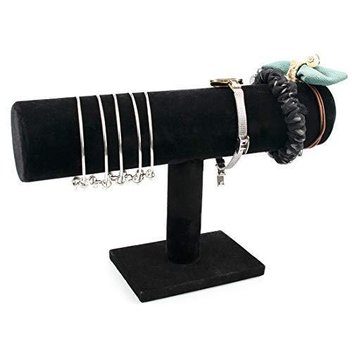 Foraineam 4-Pack Black Velvet T-Bar Jewelry Display Stands Watch Necklace Bracelet Organizer