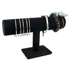 Foraineam 4-Pack Black Velvet T-Bar Jewelry Display Stands Watch Necklace Bracelet Organizer