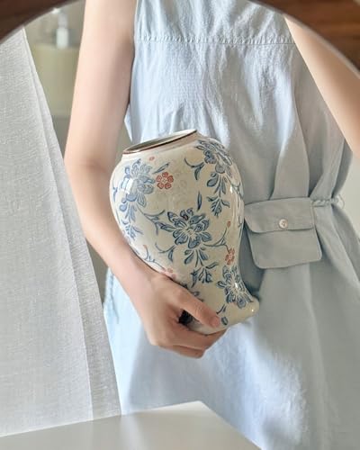 Vintage Blue and White Ceramic Vase, Porcelain Decorative Ginger Jar Flower Vase for Centerpiece Living Room Table Shelf, Chinoiserie Country Decor - color: Multicolor, size: Large