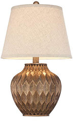 360 Lighting Buckhead Traditional Style Small Accent Table Lamps 22" High Set of 2 Warm Bronze Geometric Urn Tapered Drum Shade for Living Room Bedroom House Bedside Nightstand Home Office - color: Bronze - Set of 2