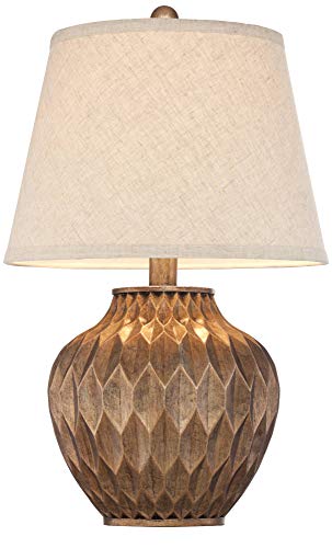 360 Lighting Buckhead Traditional Style Small Accent Table Lamps 22" High Set of 2 Warm Bronze Geometric Urn Tapered Drum Shade for Living Room Bedroom House Bedside Nightstand Home Office - color: Bronze - Set of 2