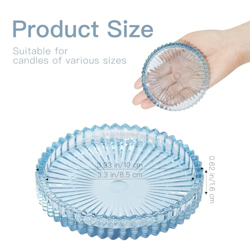 Glass Pillar Candle Holder, 4" Blue Candle Plates Set of 6, Glass Candle Holders for Wedding, Party, Holiday, Home Decor, Table Centerpiece - color: Blue, size: 6 pcs