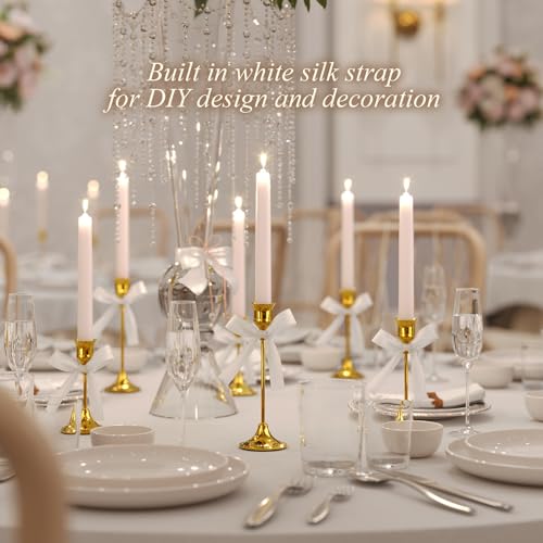 FSyueyun Gold Candle Holders Set of 6, Elegant Metal Candlestick Holders for Vintage Taper Candle Holders, Perfect for Table Centerpieces, Fireplace Mantels, Home Decor, Weddings and Party Decorations - color: Gold, size: Set of 6
