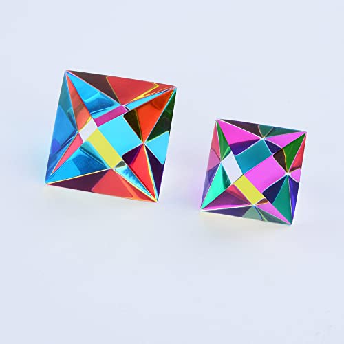 CMY Cubes The Aether (30mm) - Cyan, Magenta & Yellow Polyhedron - Subtractive Color Mixing Optical Octahedron - Teaches Subtractive Color Mixing - Educational, Physics & Kinetic Art Desk Object, STEAM