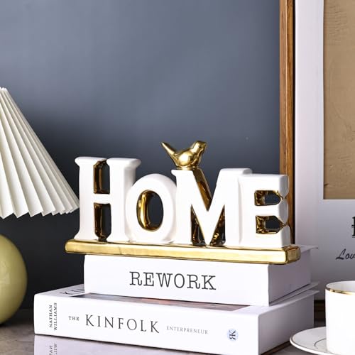 XMGZQ White and Gold Decor for Living Room Bedroom Bookshelf Coffe Table, Home Sign Aesthetic Statues Boho Wedding Accents Decorations, Knick Knacks Home Decor for Shelves,Living Room,Bedroom,Desktop - color: White+gold, style: Home