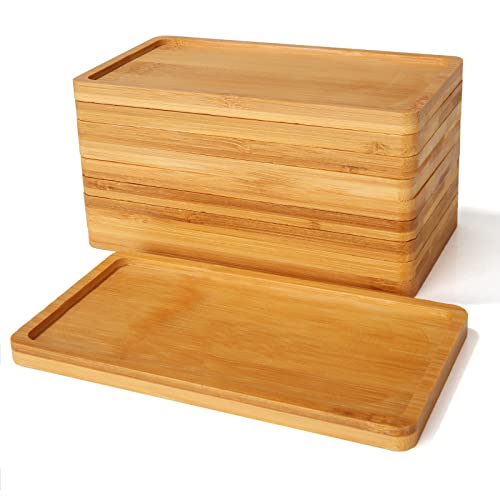 10PCS Mini Bamboo Display Trays - 7"x3.4" Small Decorative Bamboo Trays for Vanity, Plants, Candles, Keys, Soap, Jewelry, Tealight - Not for Serving Heavy Food