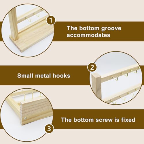 Wood Keychain Display Stand For Vendors And Home: Square Wooden Keychain Display Stand With 18 Hooks For Showcasing Keys Jewelry And Accessories Etc (18 sturdy hooks)