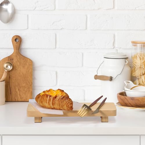 Pine Wood Riser for Home Decor, Small Plant Stands, Decorative Risers, Pedestal Stand, Rustic Wooden Trays for Kitchen Counter (10.6x3.9x1.9 inches Small)
