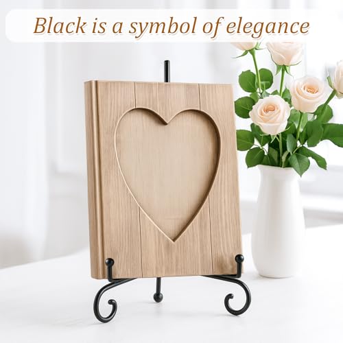 10 Packs Iron Display Stand, 10" Premium Black Iron Plate Stands Picture Stand Photo Stand for Display, Foldable Easel Stand Decorative Metal Plate Holders Display Stand for Frame Book Card Collection