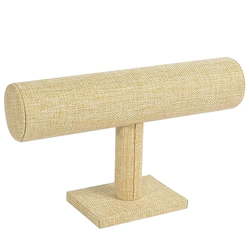 ChezMax Necklace Jewelry Display Jewelry Stand Hovering T-Bar Bracelet Holder for Home Organization - color: I-Linen