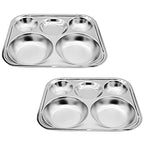 Korean Stainless Steel Divided Plates for Adults, Teens, Premium 304, Electro-Polished, No Black Residue, BPA-Free, Large 5-Compartment Food Tray, Diet Portion Control, Camping, Set of 2 - size: 5 Compartments (13x11Inch)