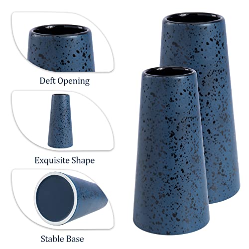 Bdor Ceramic Vase, Flower Vase Set of 2, Blue Vase for Room Decor, Modern Farmhouse Home DéCor Accents, Living Room Decor, Book Shelf, Mantel and Minimalism Dining Coffee Table Decor. - color: Blue-2p