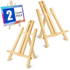 ESRICH 2 Pack 11.8" Wood Easels,Tabletop Easel for Painting,Painting Party, Displaying Canvases, Kids Student Table School Desktop, Portable Canvas Photo Picture Sign Holder - style: 11.8"-2P