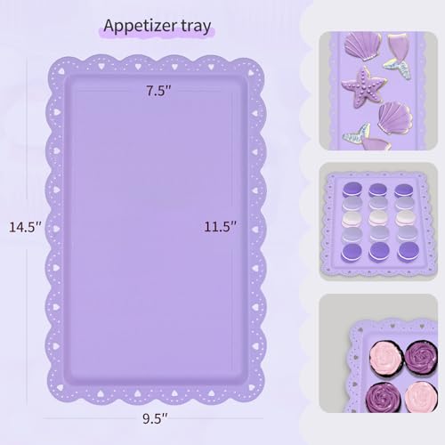 Pack of 10 NWK Cake Stand Set, with 3 x Two-Tier and 3 x Three-Tier Cupcake Stands, 4 x Appetizer Trays, 1 x Tablecloth for Birthday Bridal Baby Shower Party (Purple) - color: Purple