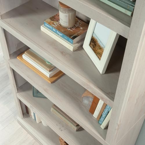 Sauder 5 Tier Book Shelf Wooden Bookcase Multipurpose Bookshelf for Home Office, Living Room, in Chalked Chestnut - color: Chalked Chestnut